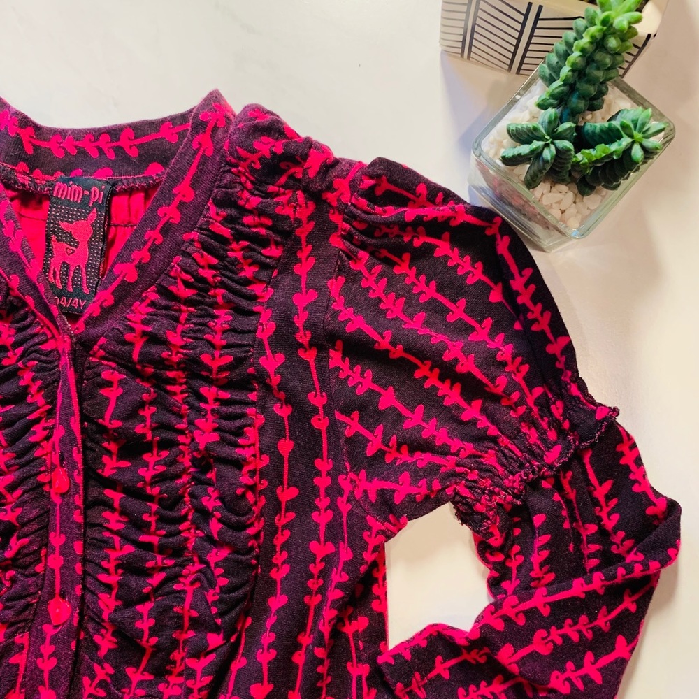 Mim-Pi Girls Pink and black patterned dress Sz 4y